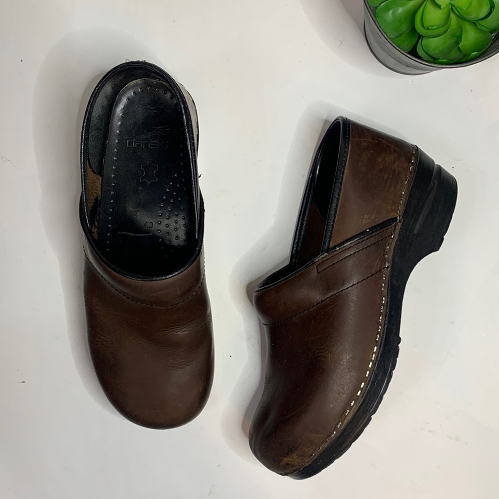 Dansko brown leather clogs